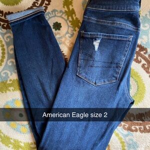 American Eagle Outfitters Women's Dark Blue Skinny Jeans